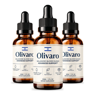 Three Olivaro balanced blood sugar support dropper bottles, 30 ml each